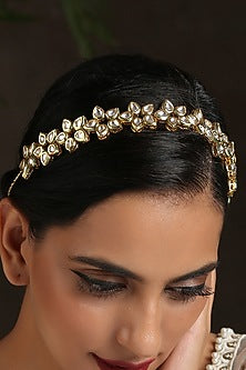 Gold Finish Kundan Polki & Shell Pearl Matha Patti