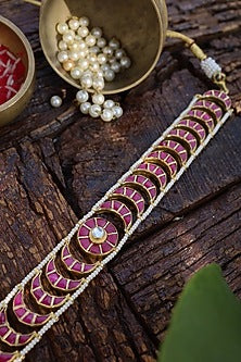 Gold Finish Ruby Choker Necklace