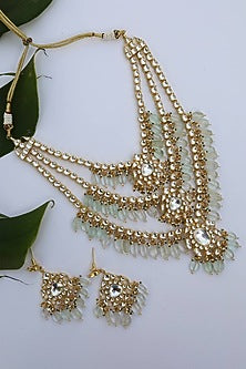 Gold Finish Pearls & Kundan Necklace Set