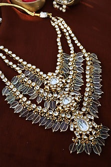 Gold Finish Pearls & Kundan Necklace Set