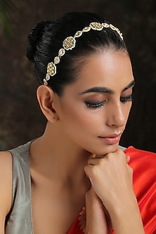 Gold Finish Kundan Polki Matha Patti