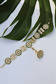 Gold Plated Kundan & Pearls Mathapatti