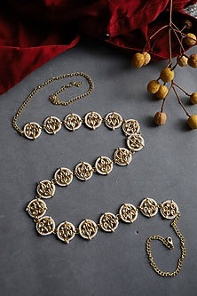 Gold Finish Polki & Pearls Waist Belt