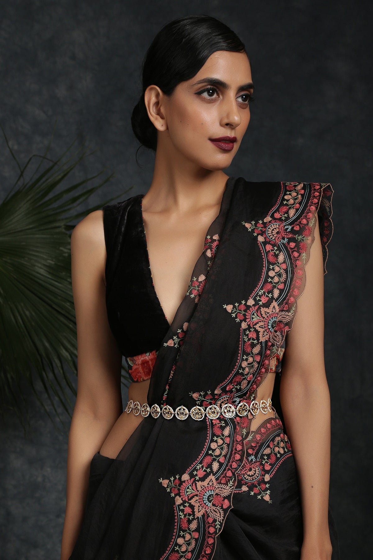 Gold Finish Polki & Pearls Waist Belt