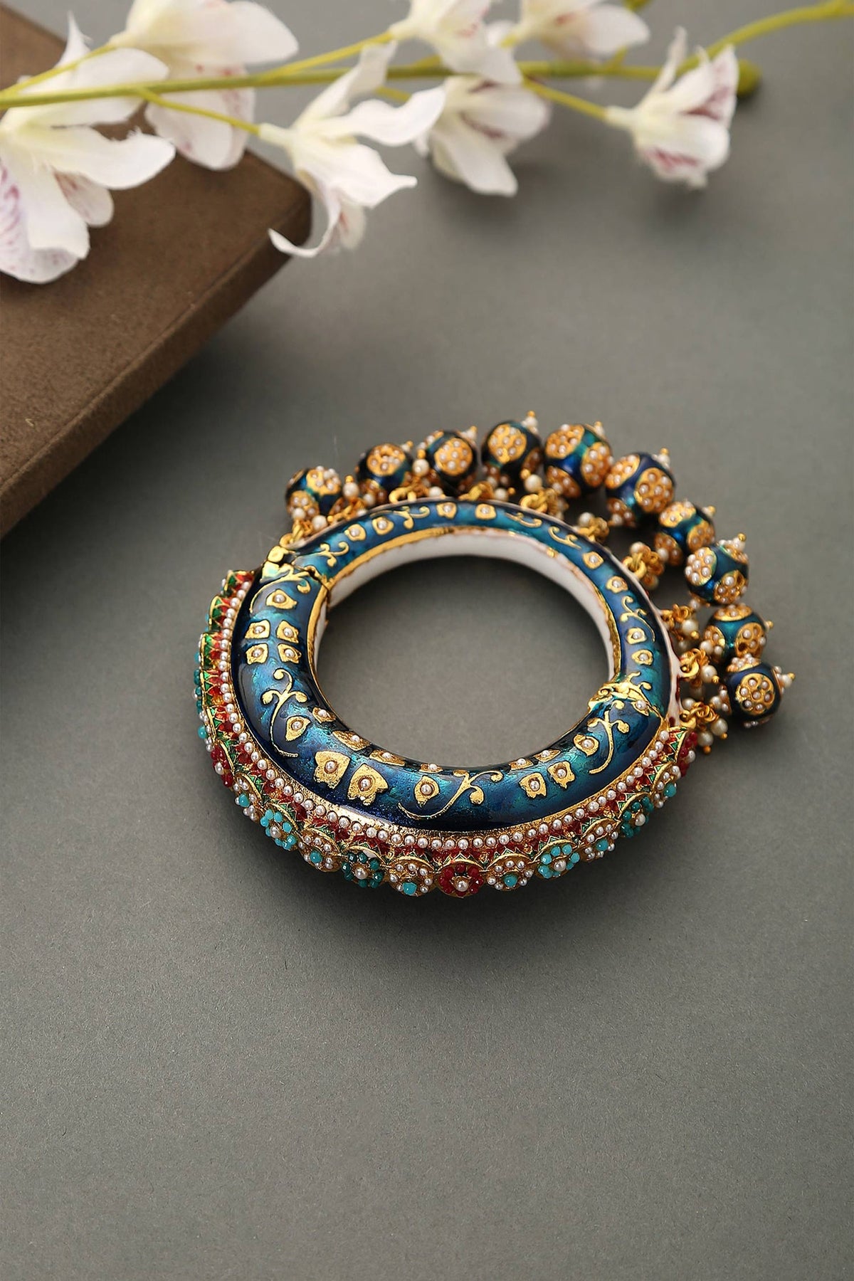 Gold Finish Meenakari Bangle