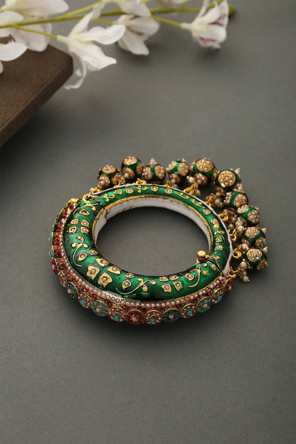 Gold Finish Hand Painted Meenakari Bangle