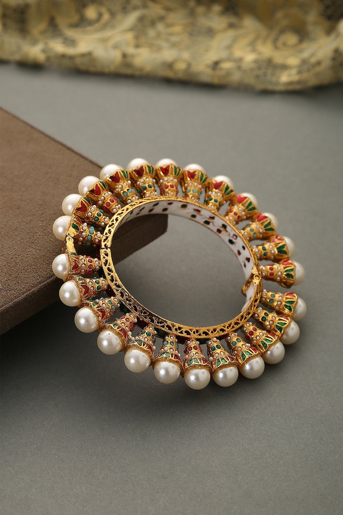 Gold Finish Meenakari Bangle