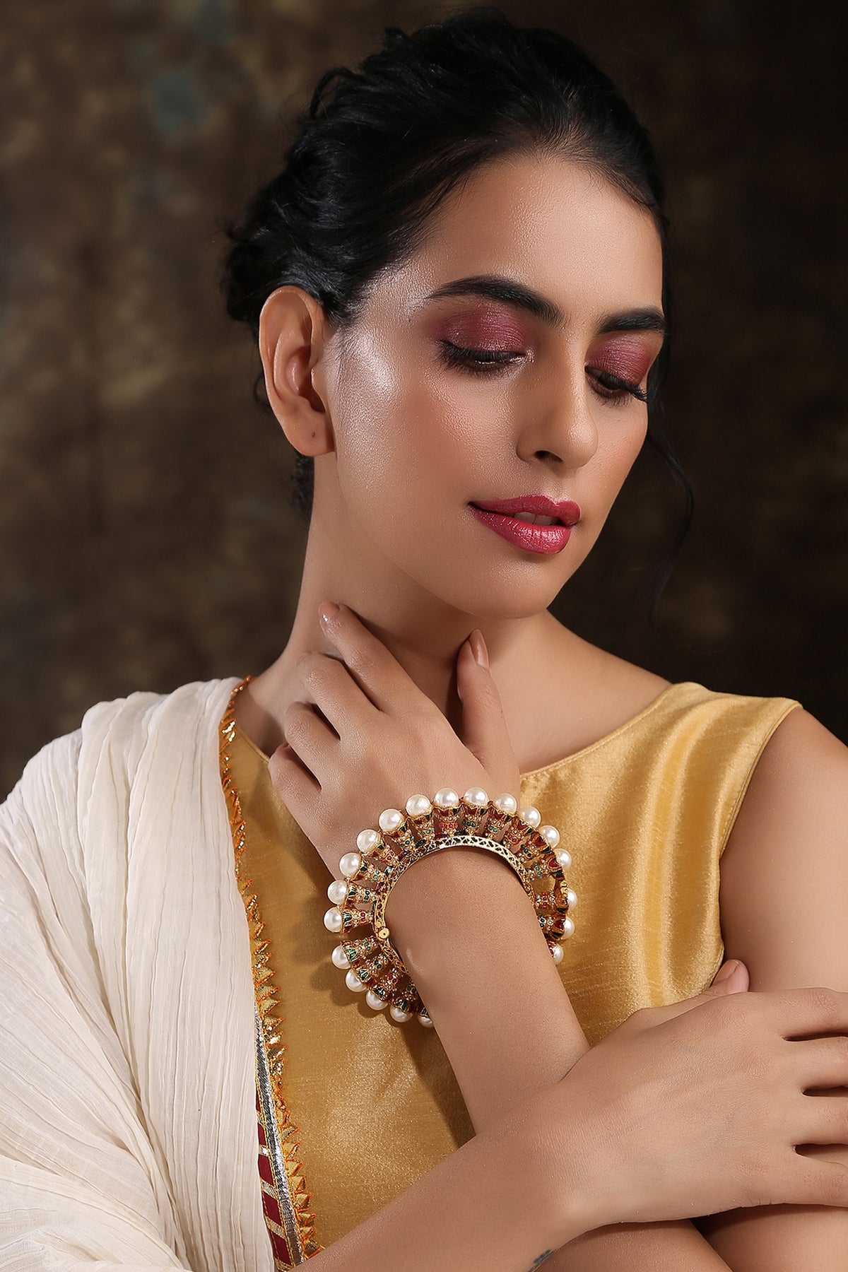 Gold Finish Meenakari Bangle