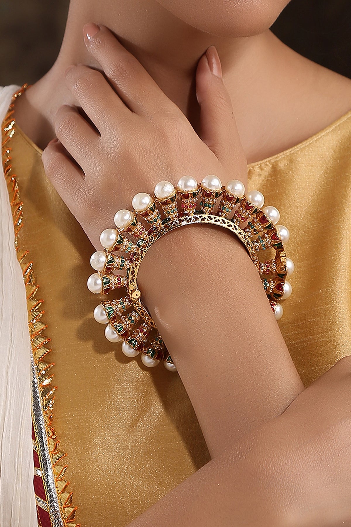 Gold Finish Meenakari Bangle