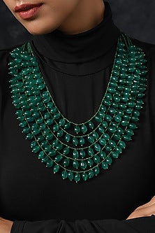 Gold Finish Kundan Multi-Layered Necklace