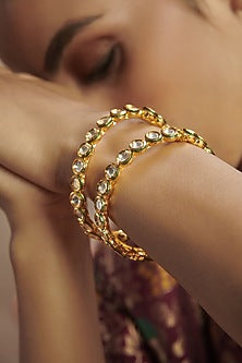 Gold Plated Kundan Bangles (Set of 2)