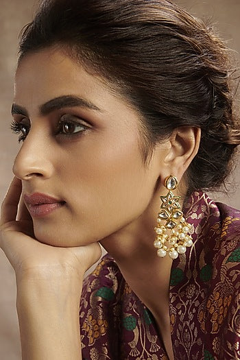 Gold Finish Handcrafted Dangler Earrings