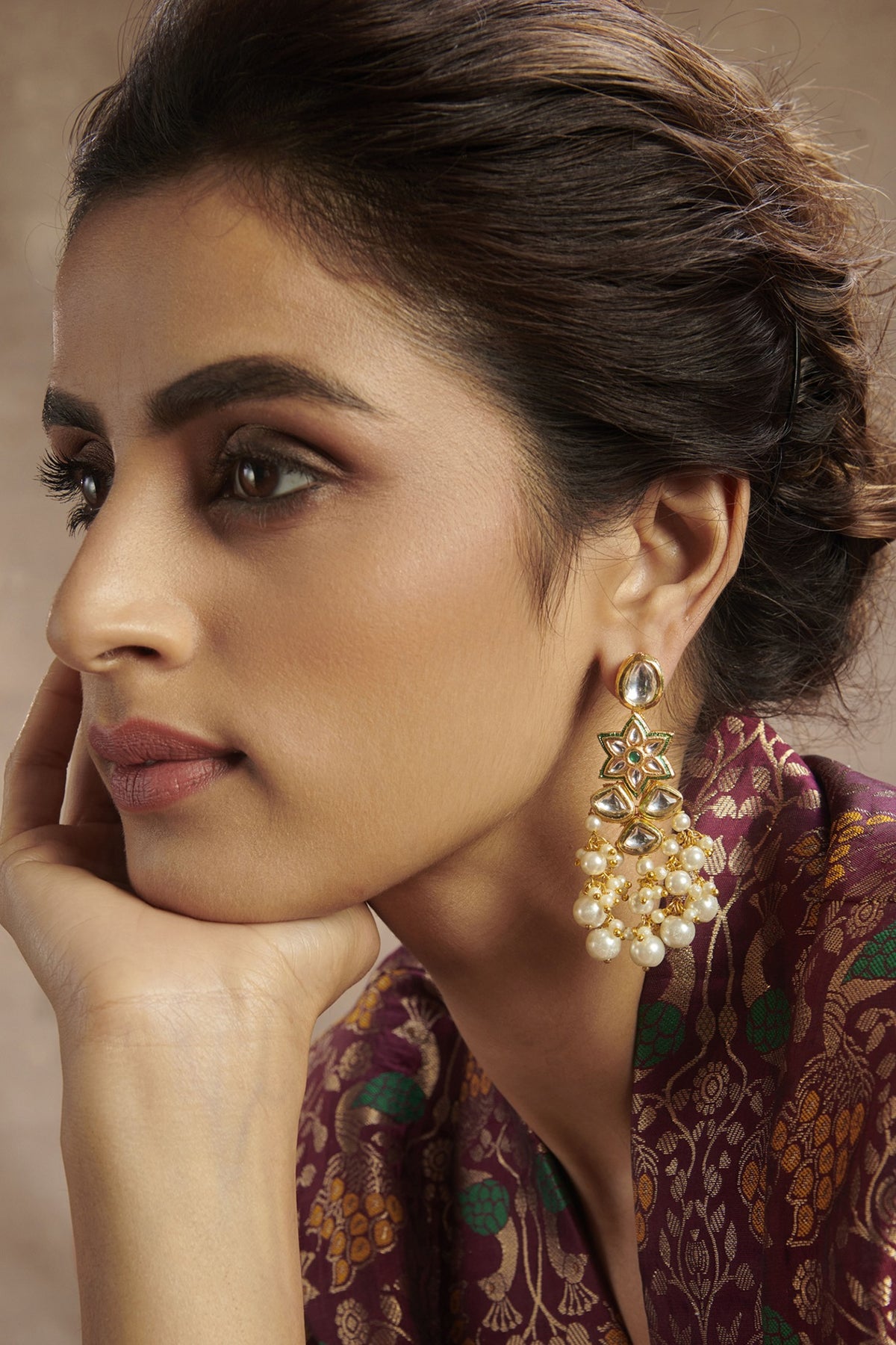 Gold Finish Handcrafted Dangler Earrings
