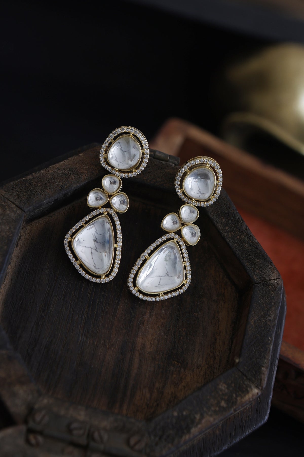 Gold Finish Cubic Zirconia Earrings
