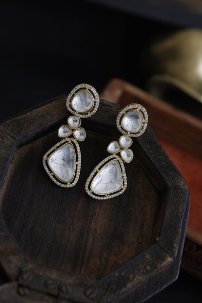 Gold Finish Cubic Zirconia Earrings