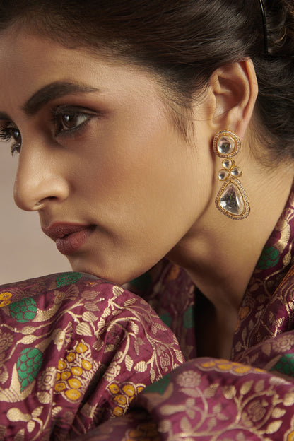 Gold Finish Cubic Zirconia Earrings