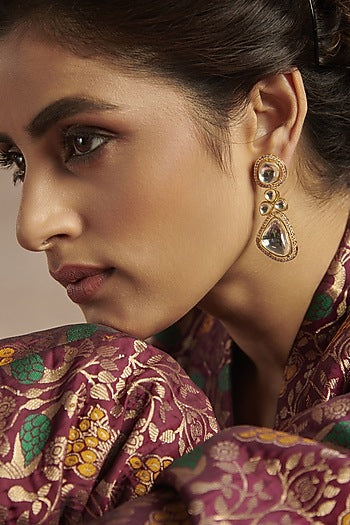 Gold Finish Cubic Zirconia Earrings