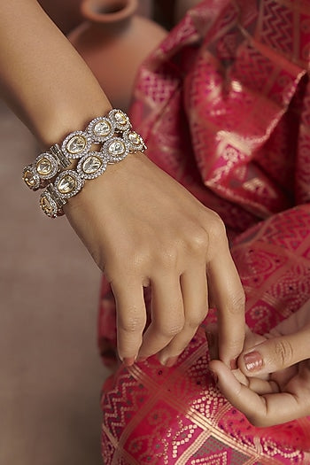 Two Tone Finish Handcrafted Bangles (Set of 2)