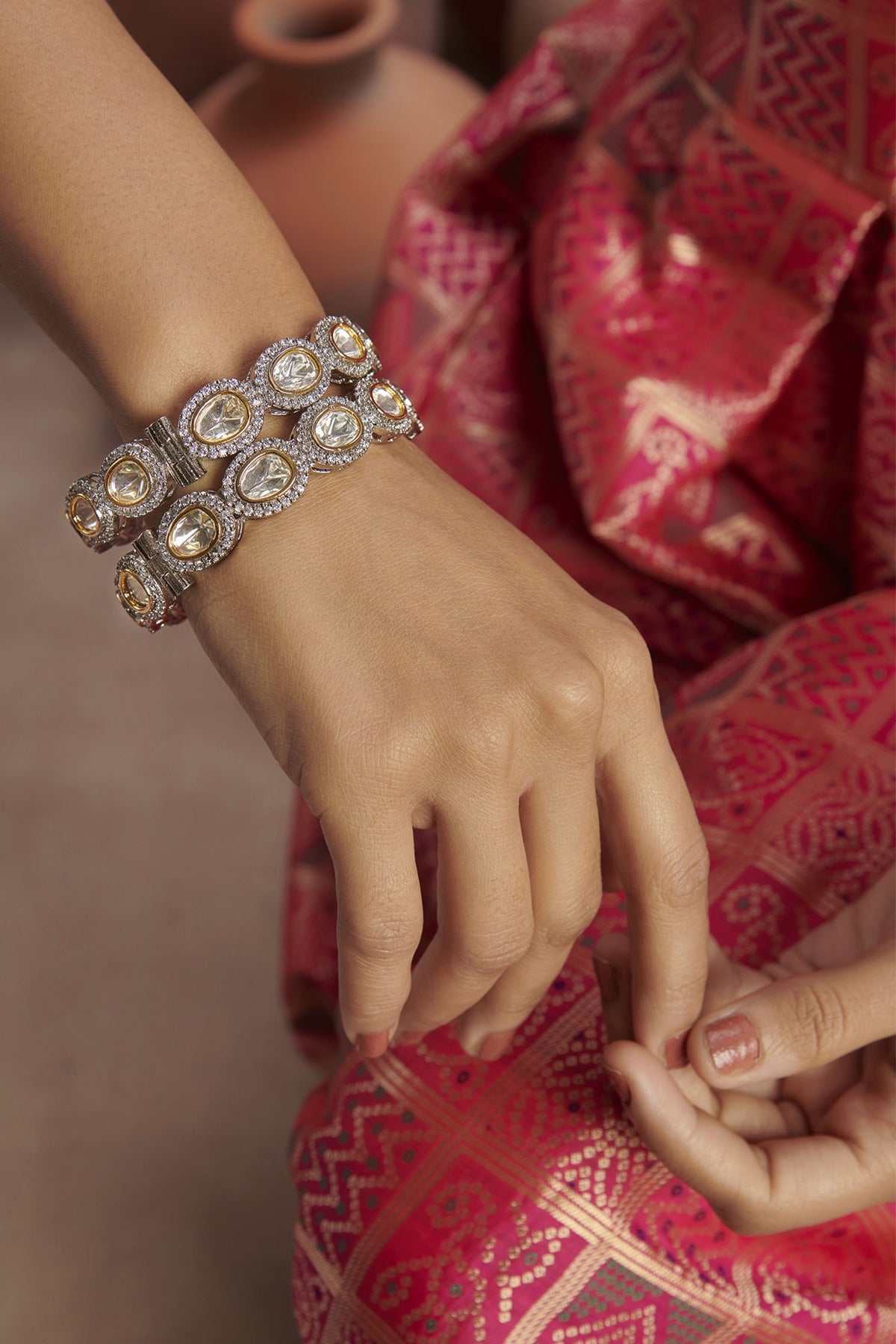 Two Tone Finish Handcrafted Bangles (Set of 2)