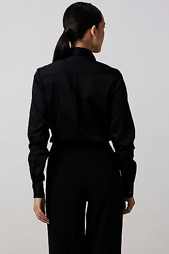 Black Pima Cotton Fringed Jacket