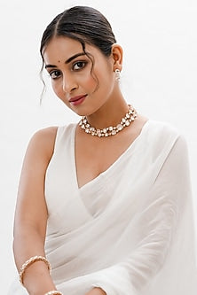 Gold Plated Kundan Polki Handcrafted Layered Necklace Set