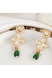 Gold Plated Green Kundan Polki Handcrafted Necklace Set