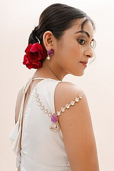 Gold Plated Purple Moissanite Stone Handcrafted Necklace Set