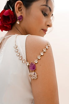 Gold Plated Purple Moissanite Stone Handcrafted Necklace Set