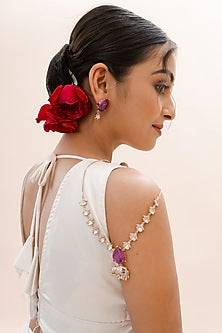 Gold Plated Purple Moissanite Stone Handcrafted Necklace Set