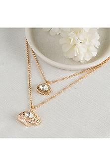 Gold Plated Moissanite Stone Handcrafted Layered Pendant Chain Necklace