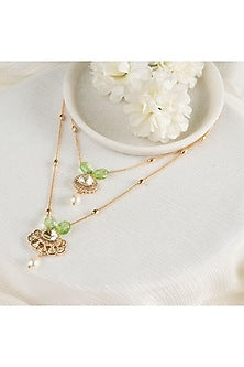 Gold Plated Moissanite Stone Handcrafted Layered Necklace
