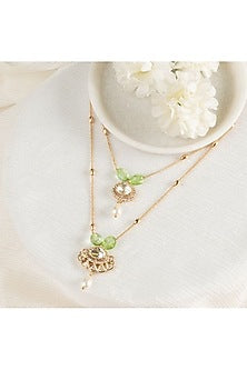 Gold Plated Moissanite Stone Handcrafted Layered Necklace