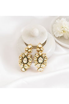 Gold Plated Kundan Polki Stud Earrings