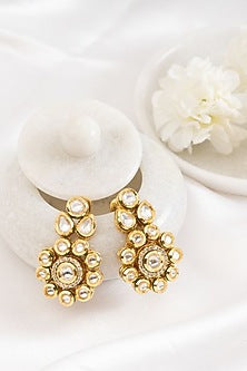 Gold Plated Kundan Polki Dangler Earrings