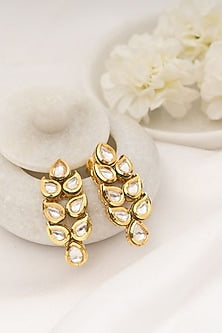 Gold Plated Kundan Polki Dangler Earrings