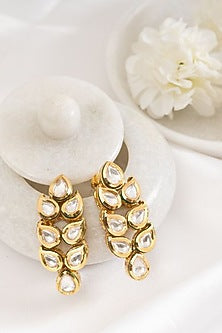 Gold Plated Kundan Polki Dangler Earrings