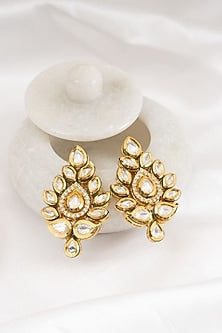 Gold Plated Kundan Polki Stud Earrings