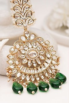 Gold Plated Kundan Polki Handcrafted Maangtikka