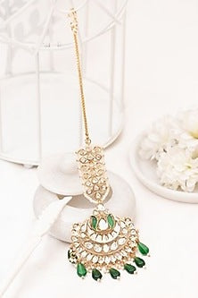 Gold Plated Kundan Polki Handcrafted Maangtikka