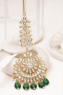 Gold Plated Kundan Polki Handcrafted Maangtikka