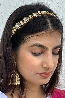 Gold Finish Kundan Polki Mathapatti