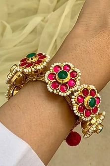 Gold Finish Ruby & Pachi Kundan Bangle