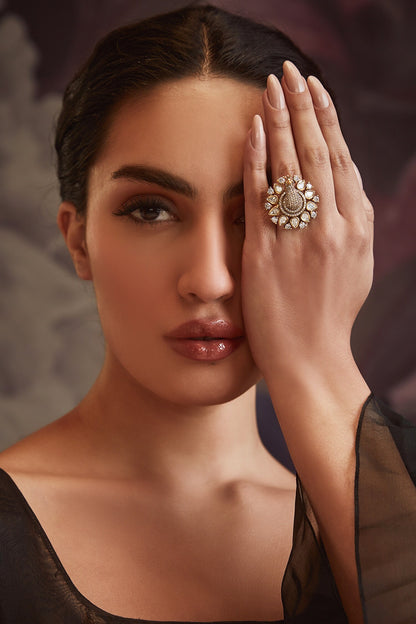 Antique Peacock Polki Ring 