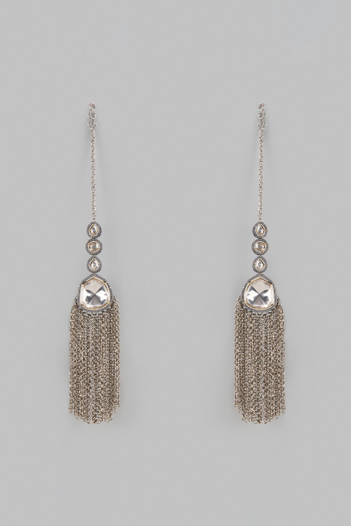 Two-Tone Finish Kundan Polki Dangler Earrings