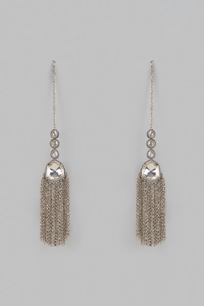 Two-Tone Finish Kundan Polki Dangler Earrings