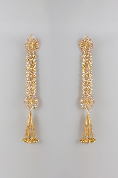 Gold Finish Kundan Polki Dangler Earrings