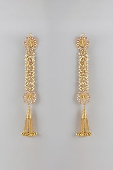 Gold Finish Kundan Polki Dangler Earrings