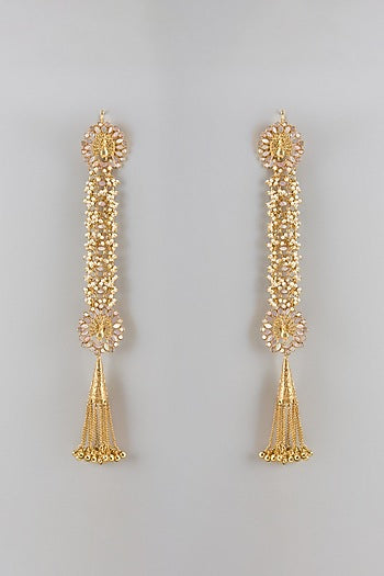 Gold Finish Kundan Polki Dangler Earrings