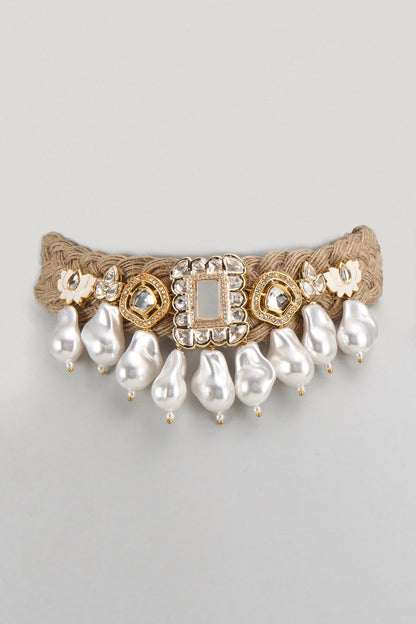 Gold Finish Kundan Polki Choker Necklace