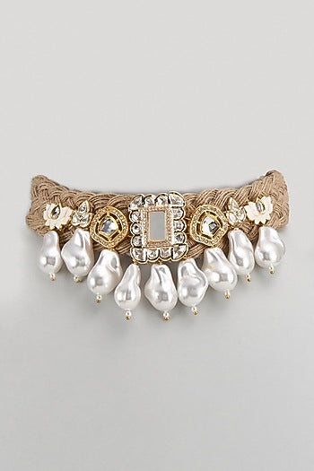 Gold Finish Kundan Polki Choker Necklace